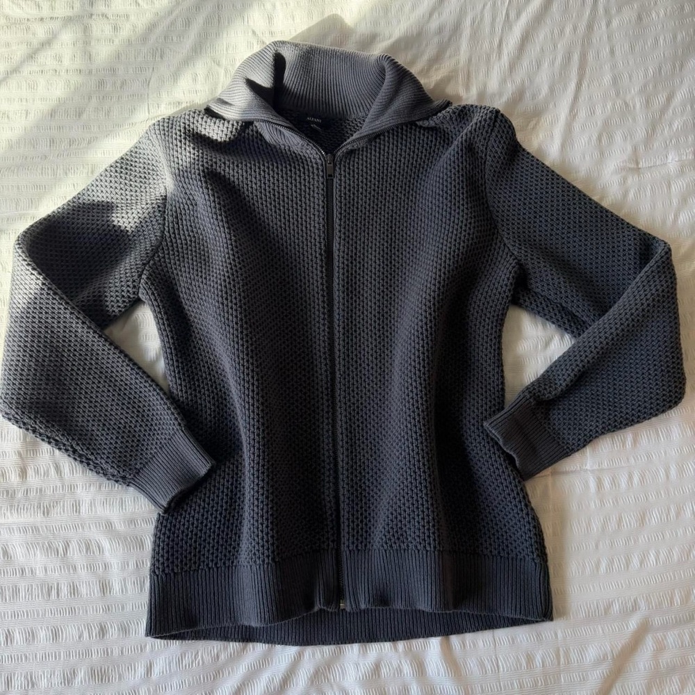 Alfani Grey Knit Zip Up
